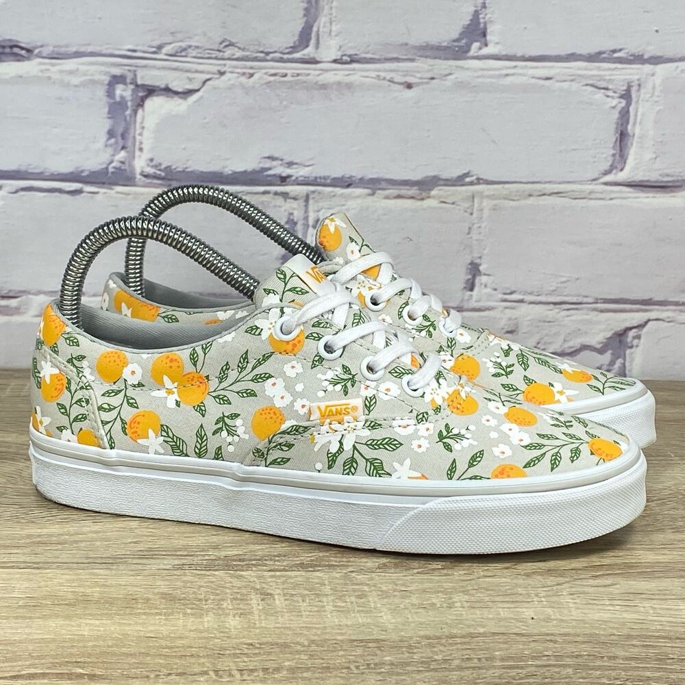 Vans Floral Orange and Green Sneakers